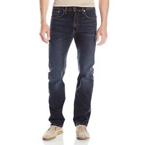 Levi's Men’s 505 Regular Fit Jeans Dark Blue Wash Stretch 36X35 00505-1330